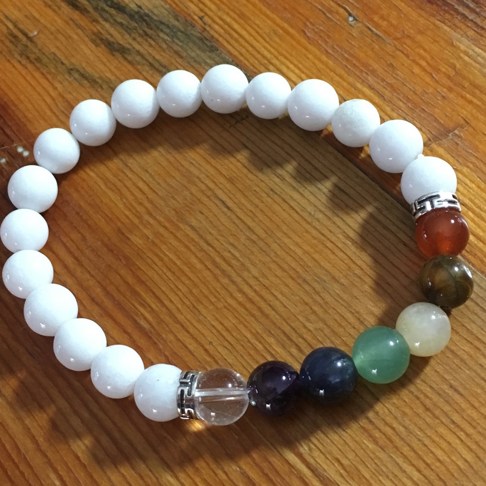 White Jade Chakra Bracelet NATURAL STONES